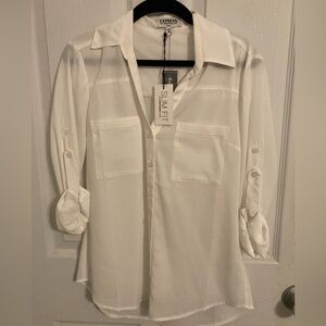 Express Slim Fit Portofino Shirt in White
